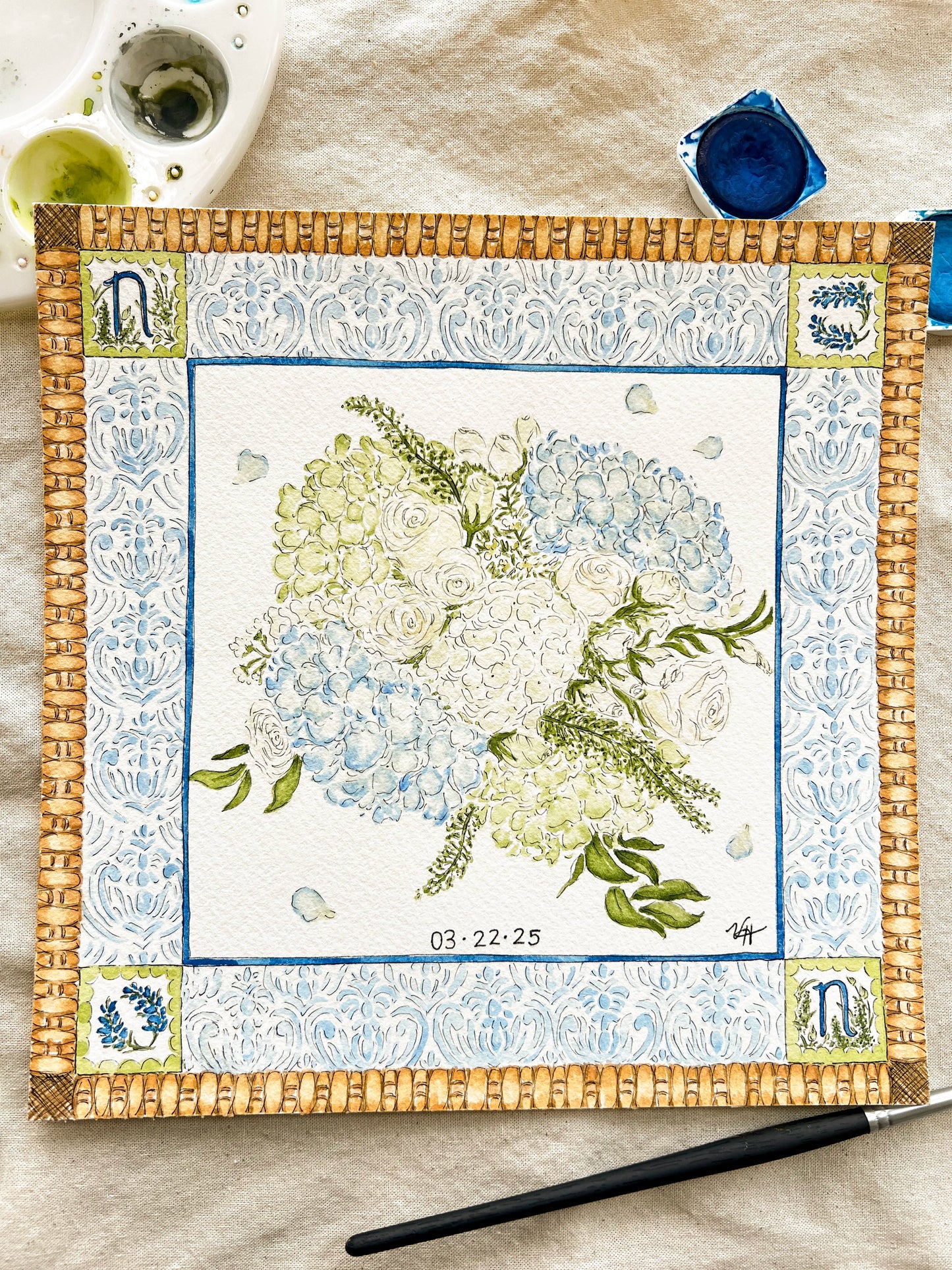 Custom Watercolor Wedding Bouquet