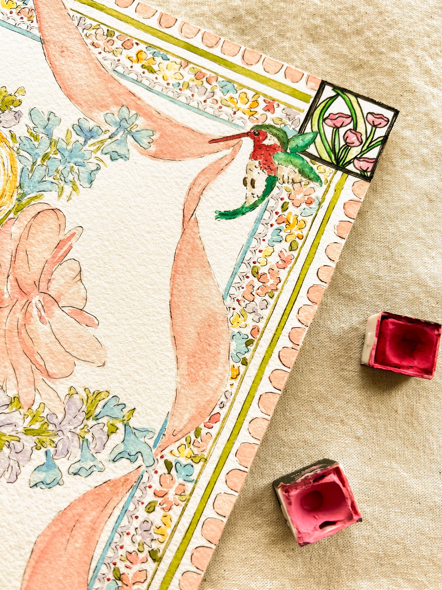 Custom Watercolor Wedding Bouquet