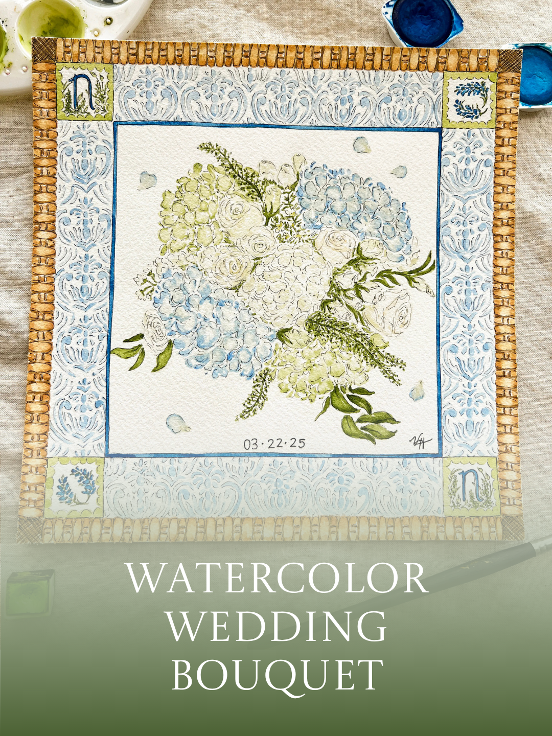 Custom Watercolor Wedding Bouquet