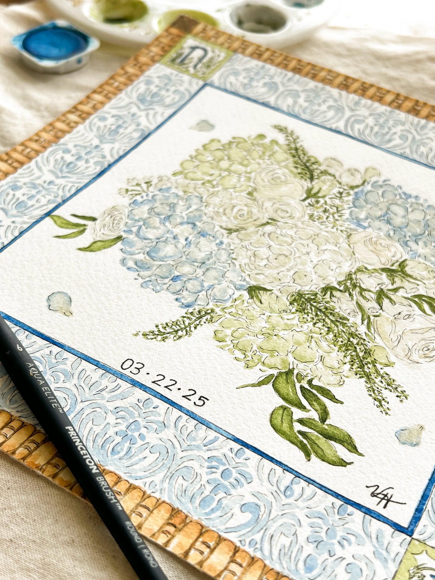 Custom Watercolor Wedding Bouquet