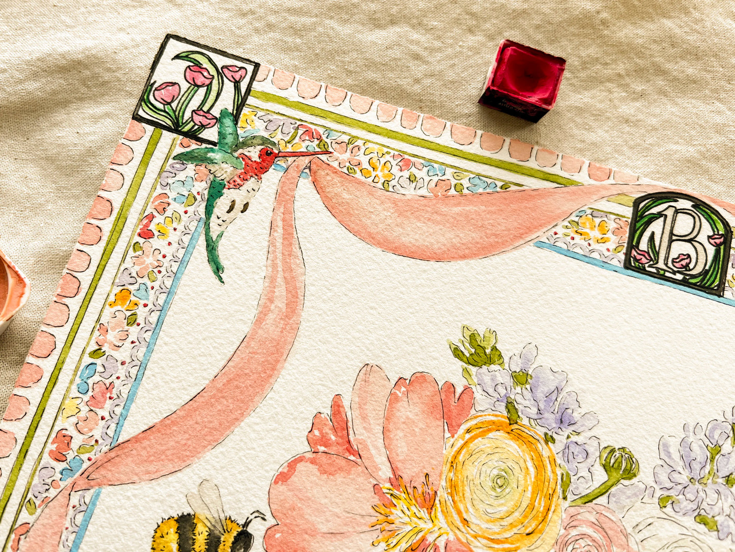Custom Watercolor Wedding Bouquet