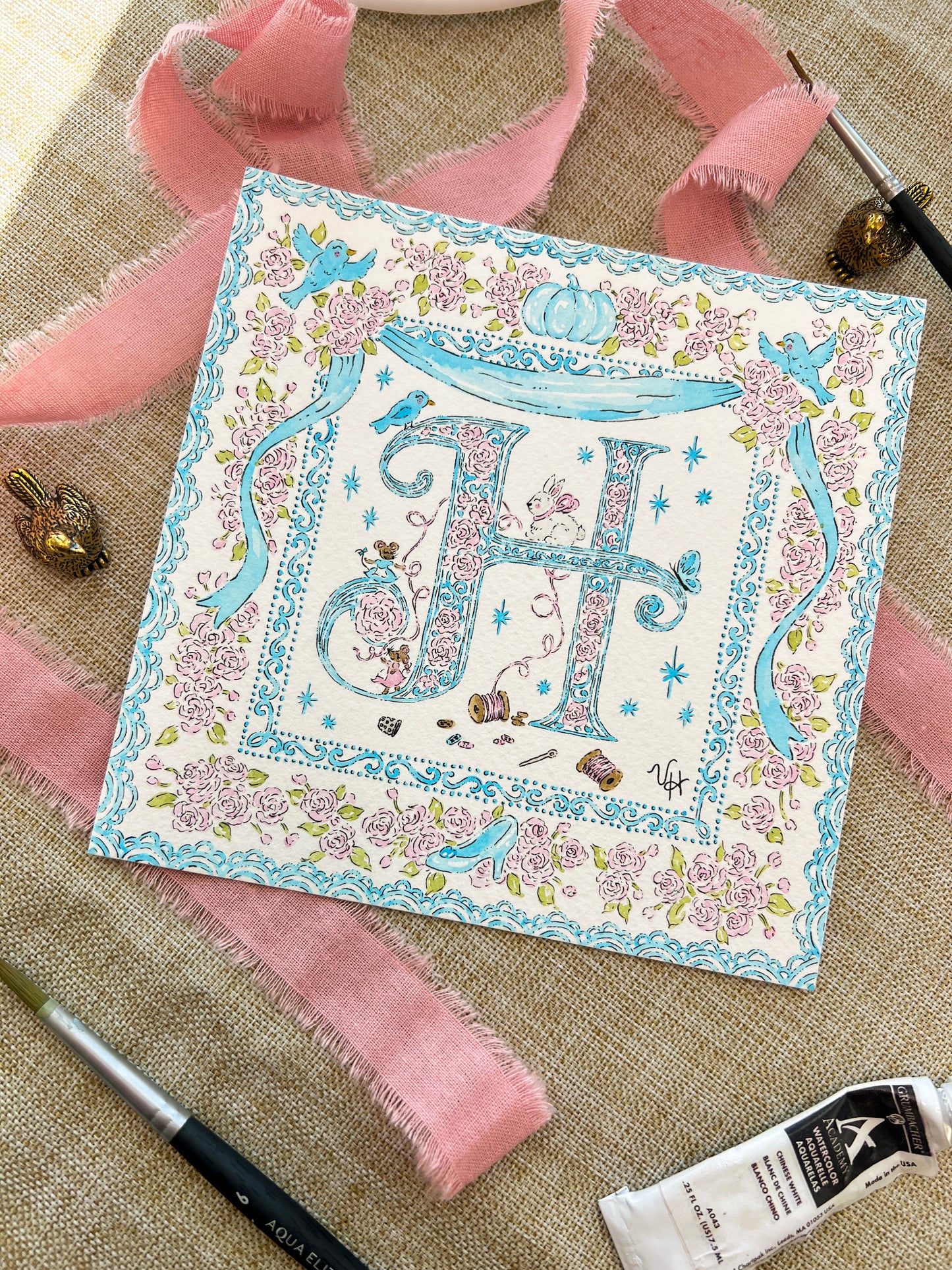 Custom Watercolor Nursery Monogram