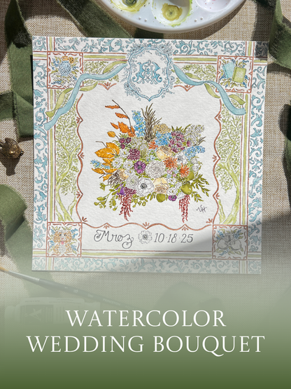 Custom Watercolor Wedding Bouquet