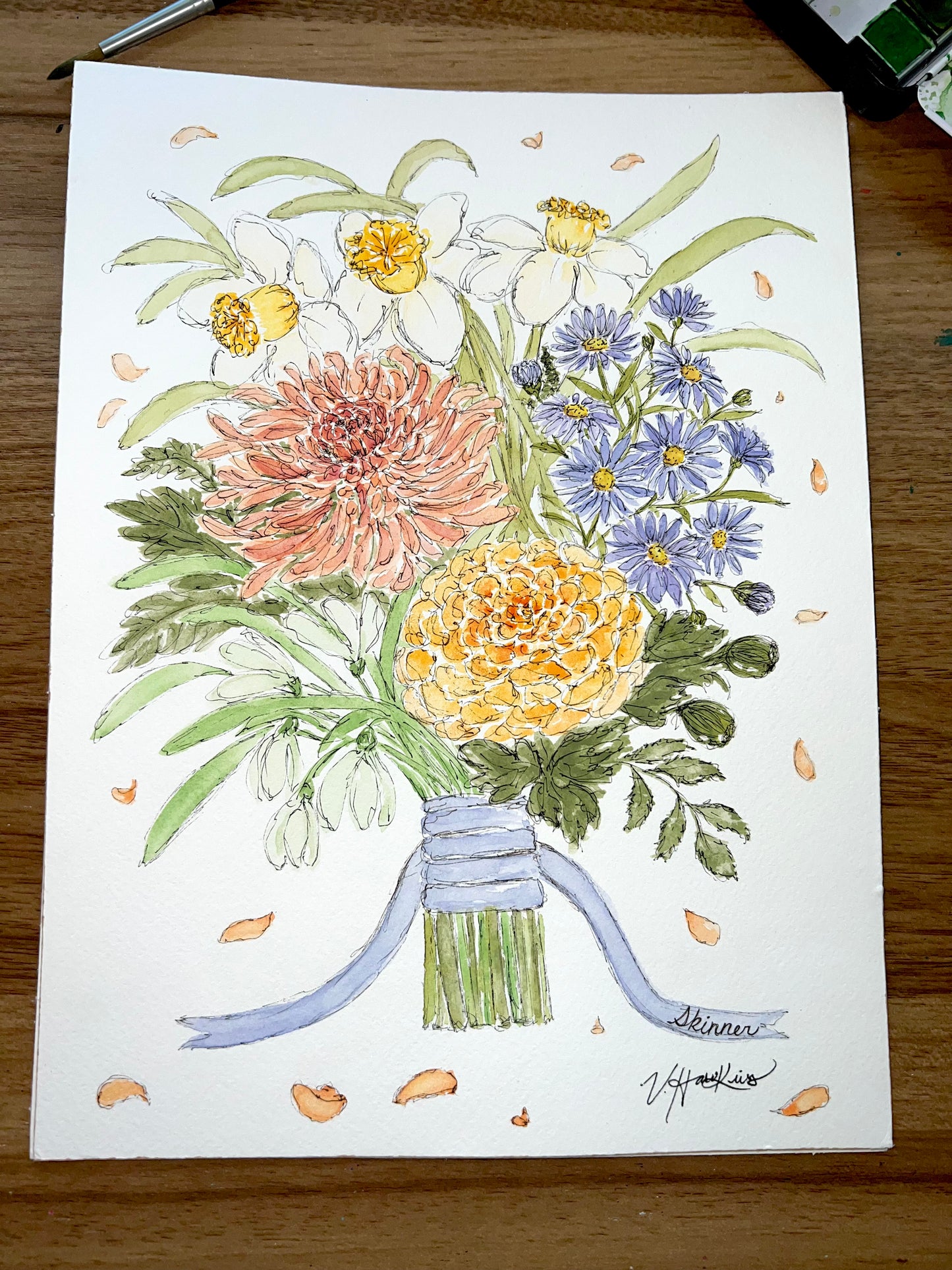 Watercolor Birth Flower Bouquet