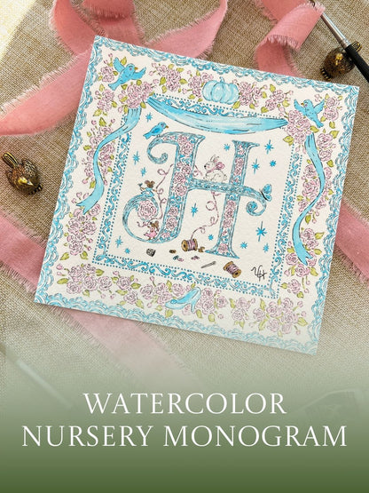 Custom Watercolor Nursery Monogram
