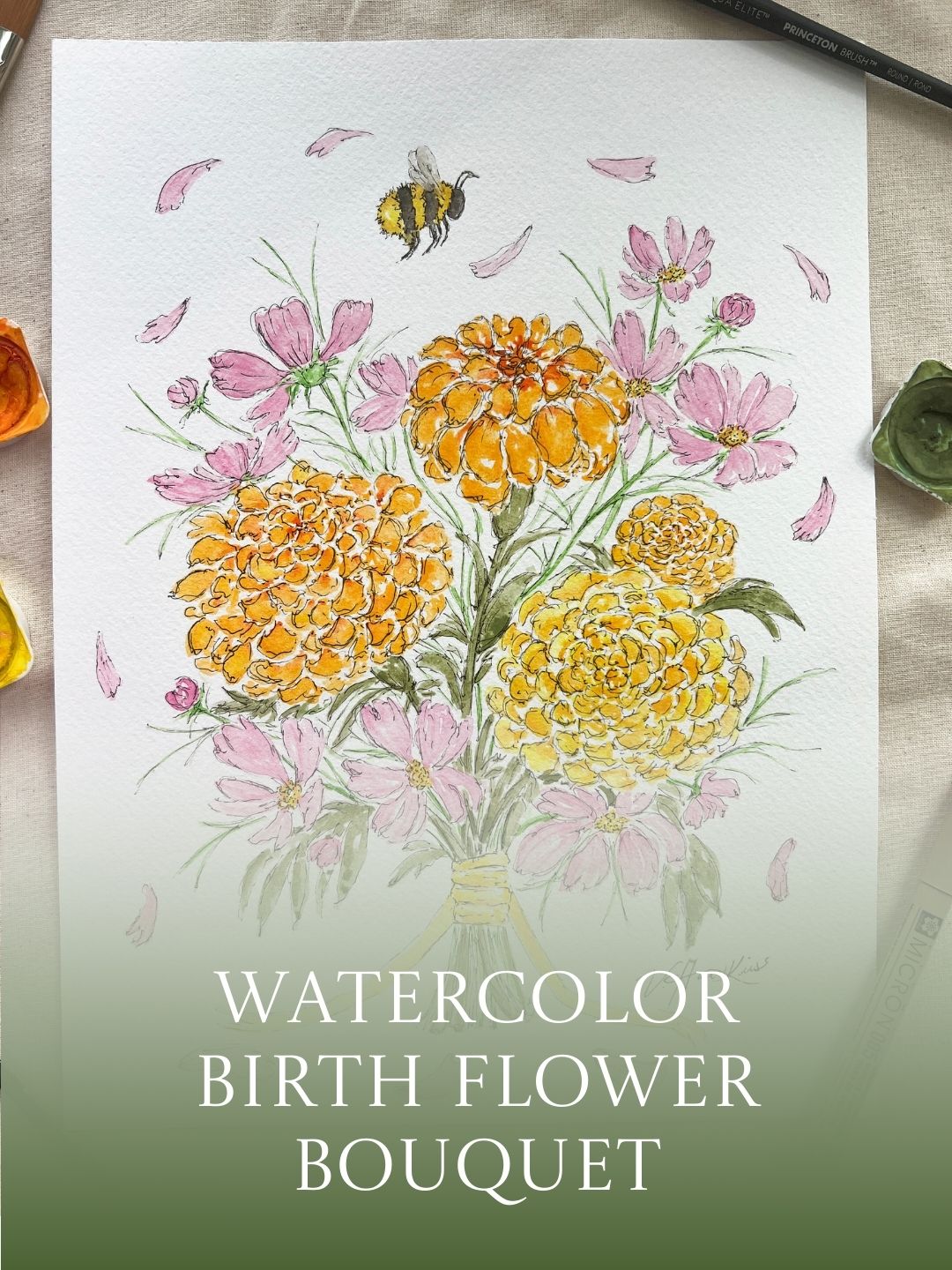 Watercolor Birth Flower Bouquet