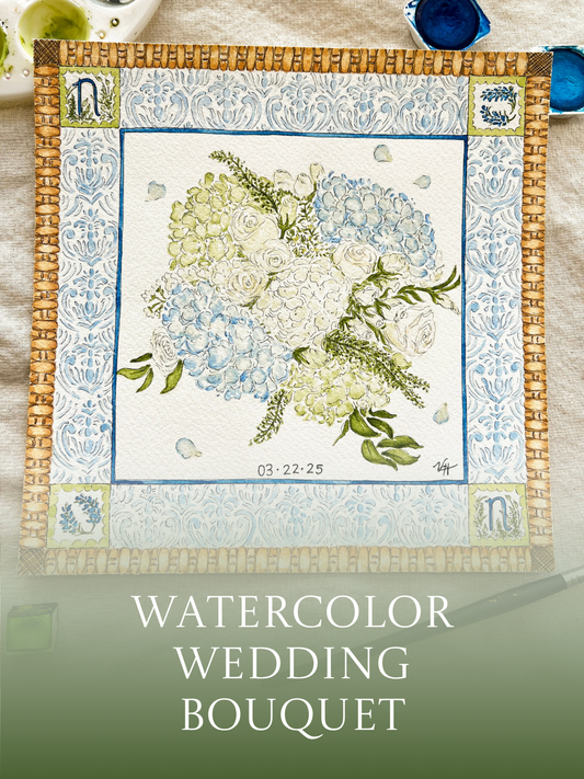 Custom Watercolor Wedding Bouquet