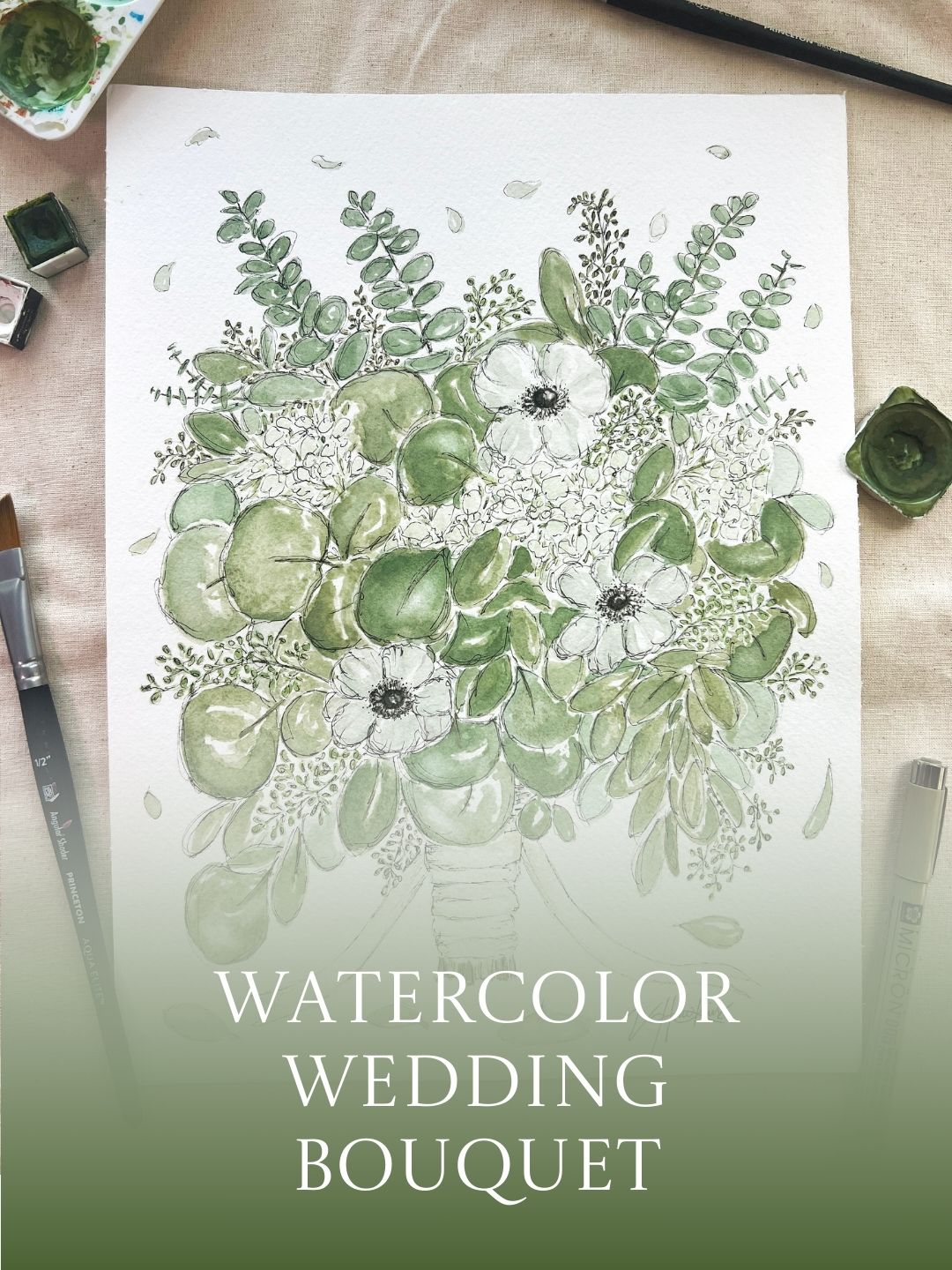 Watercolor Wedding Bouquet